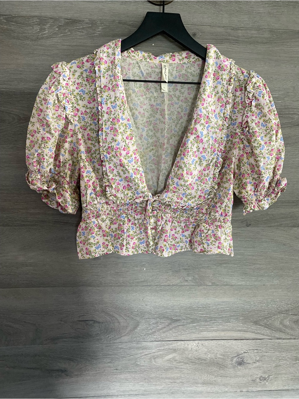 For Love & Lemons Baby Butterflies Floral Pastel Top
